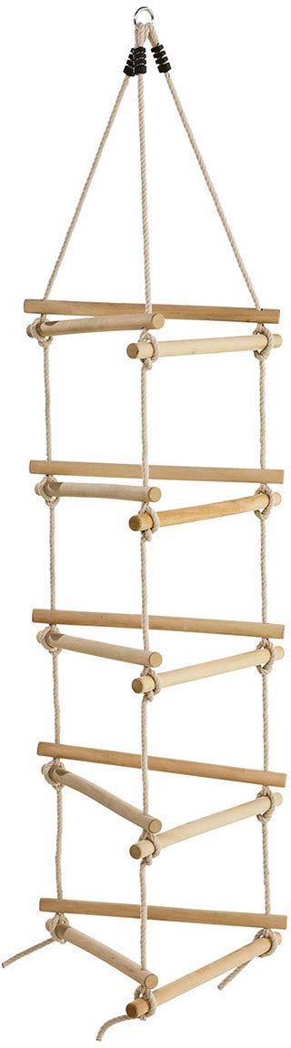 Échelle de corde en bois et chanvre 3 côtés