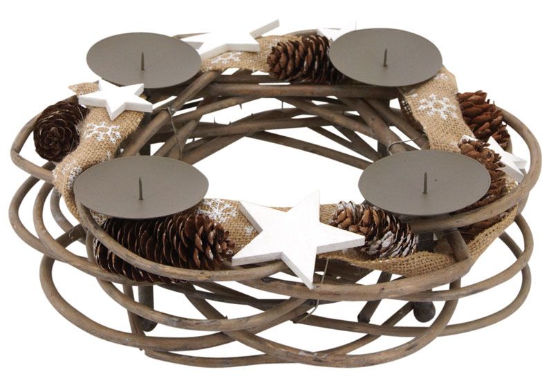 Couronne de table porte bougies en osier 35 x 10 cm