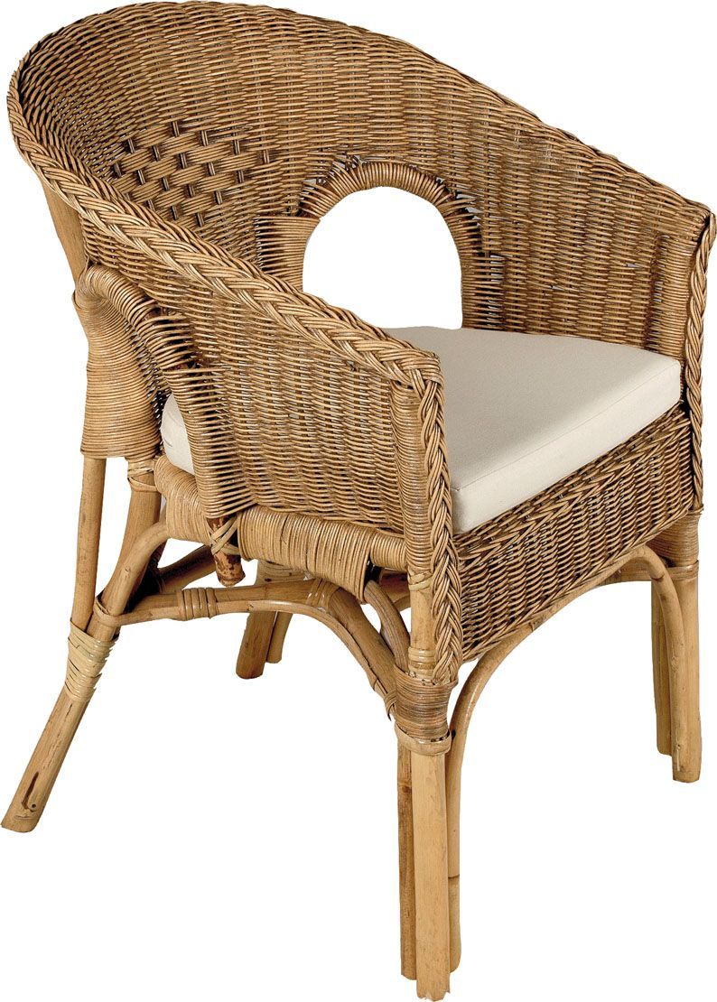 Fauteuil avec coussin en moelle de rotin Galep