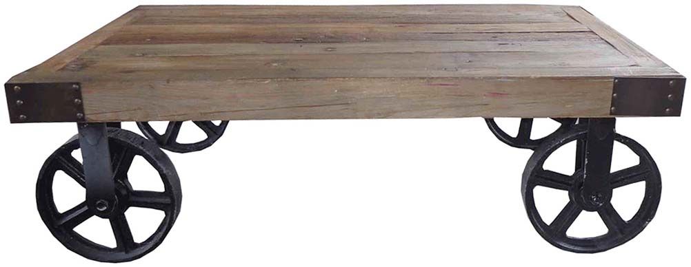 Table basse rectangulaire à roulettes 110 cm