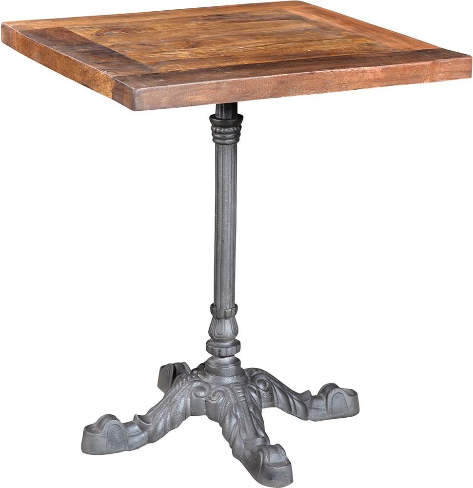 Table bistrot carrée pieds en fer forgé