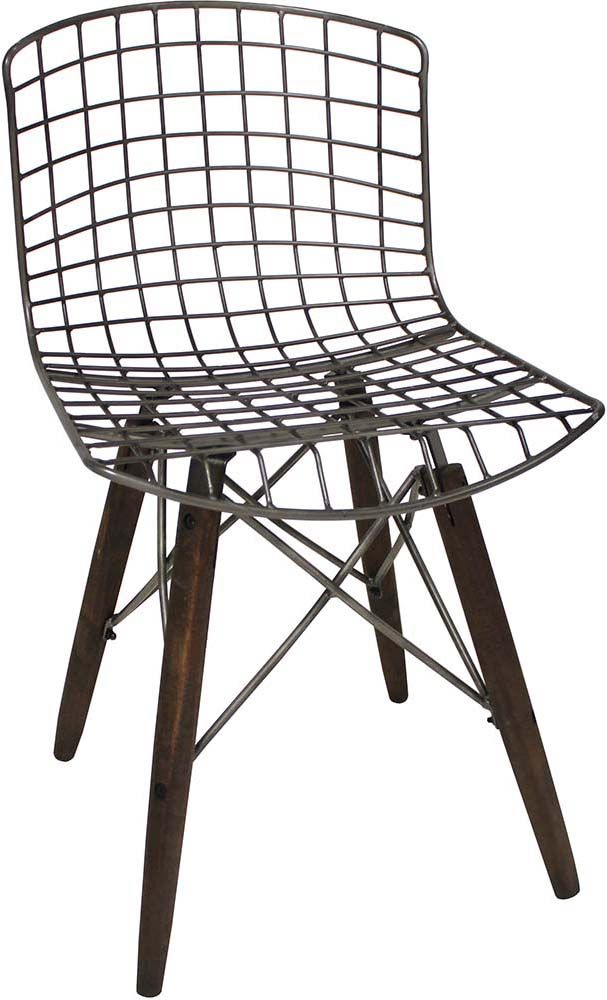 Chaise en métal et bois assise grillagée