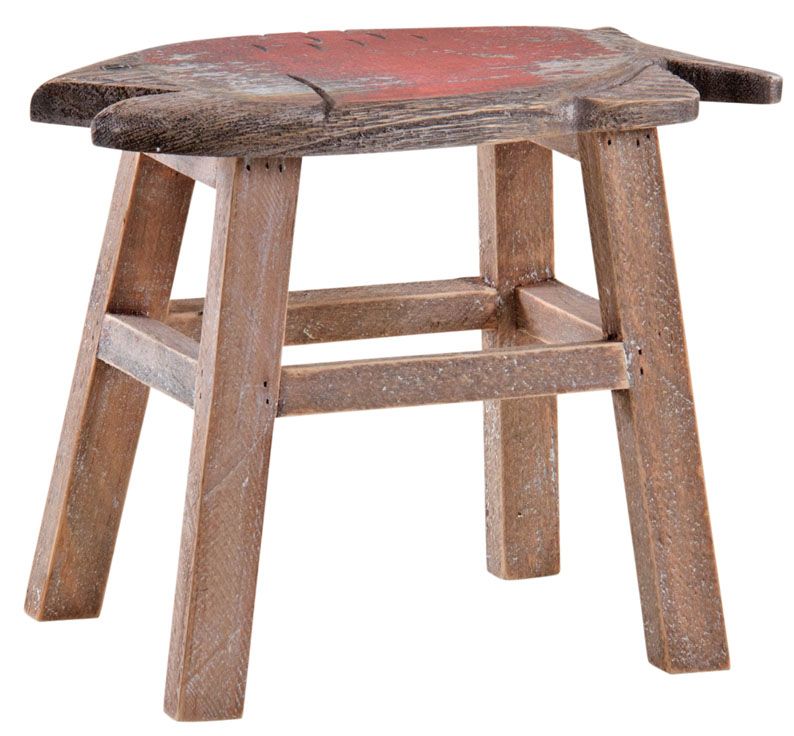 Tabouret assise poisson rouge en pin