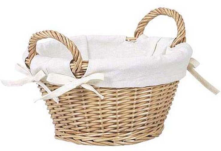 Corbeille en osier et coton avec anses