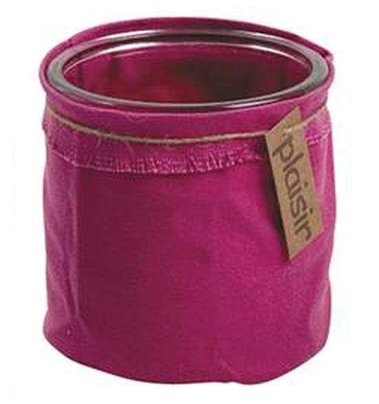 Cache pot en verre et tissu coloré