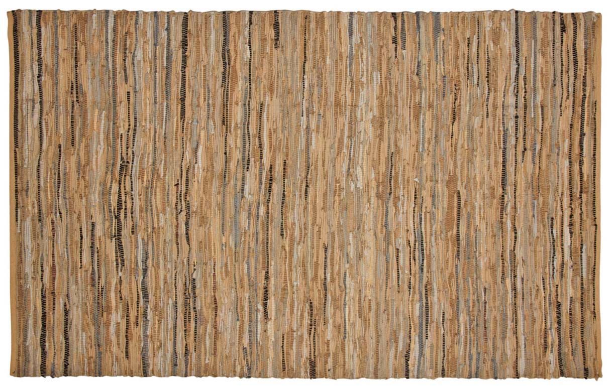 Tapis en coton recyclé et cuir 150 x 240 cm