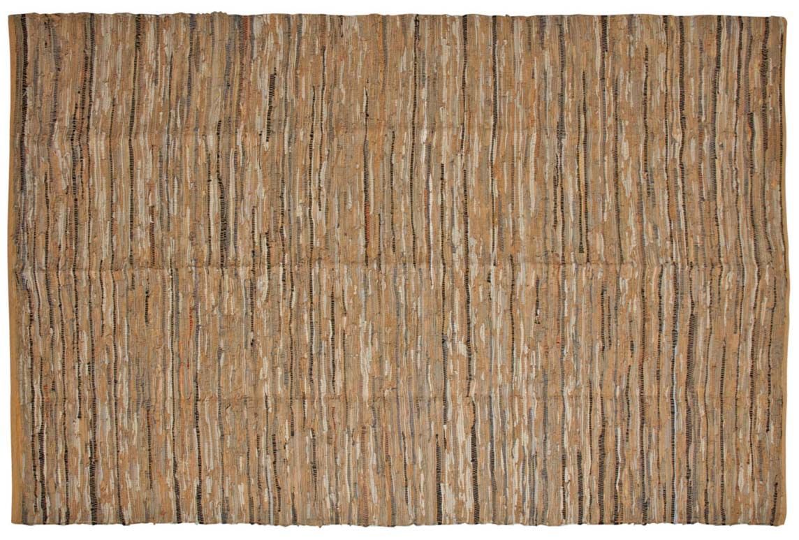 Tapis en coton recyclé et cuir 200 x 300 cm