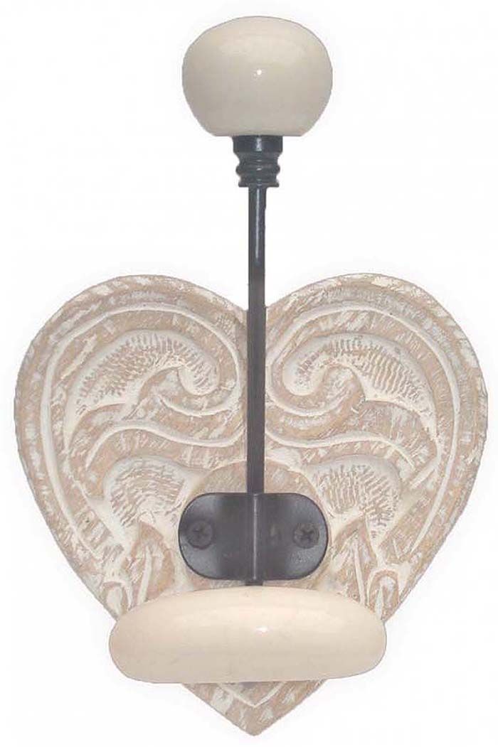 Patère coeur en manguier 1 crochet