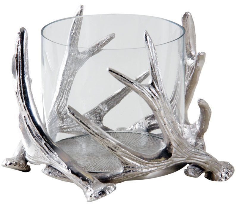 Photophore bois de cerf en aluminium Diamètre 20cm