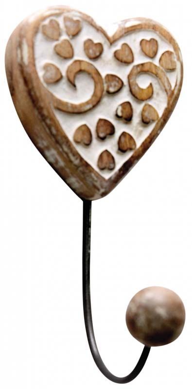 Patère coeur en manguier