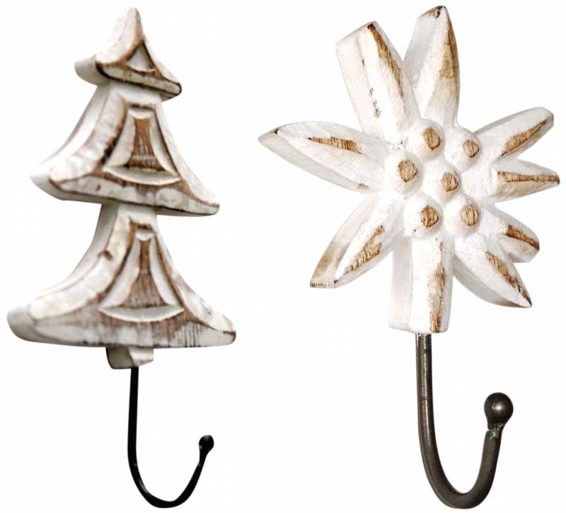 Patère en manguier sapin et étoile (Lot de 2)