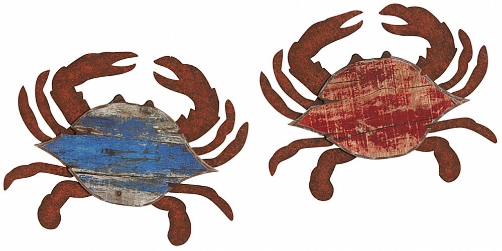 Crabes rouge et bleu déco murale (Lot de 2)