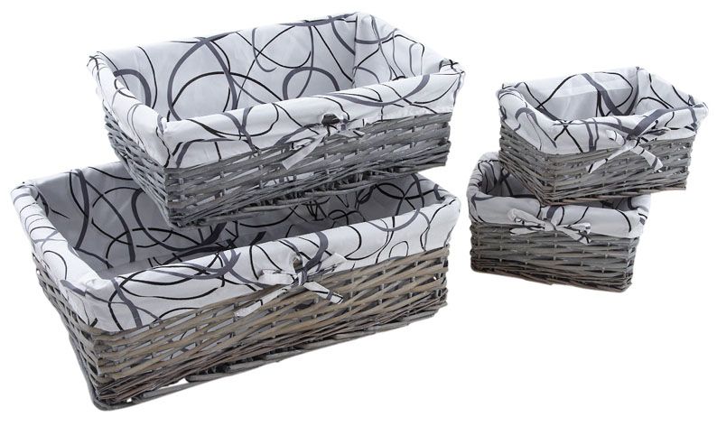 Corbeilles de rangement en éclisse grise (Lot de 4)