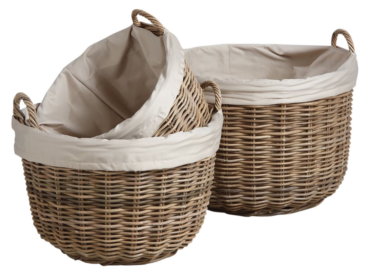 Corbeilles de rangement rondes en poelet gris (Lot de 3)