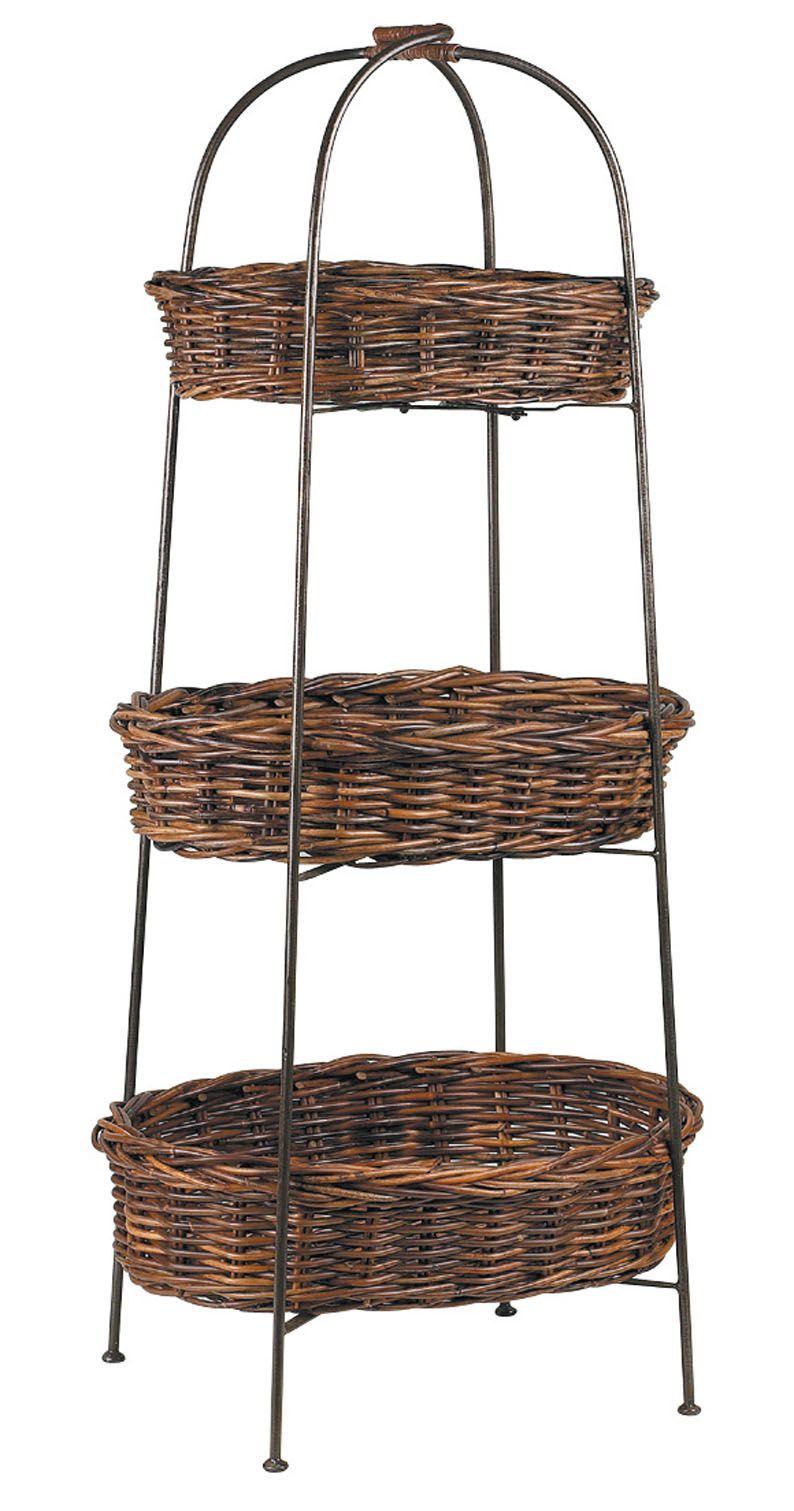 Présentoir 3 corbeilles en métal et poelet