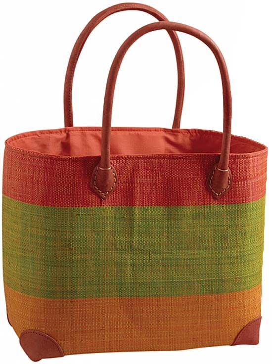Sac cabas flashy tricolore palmier et rabane 36 cm
