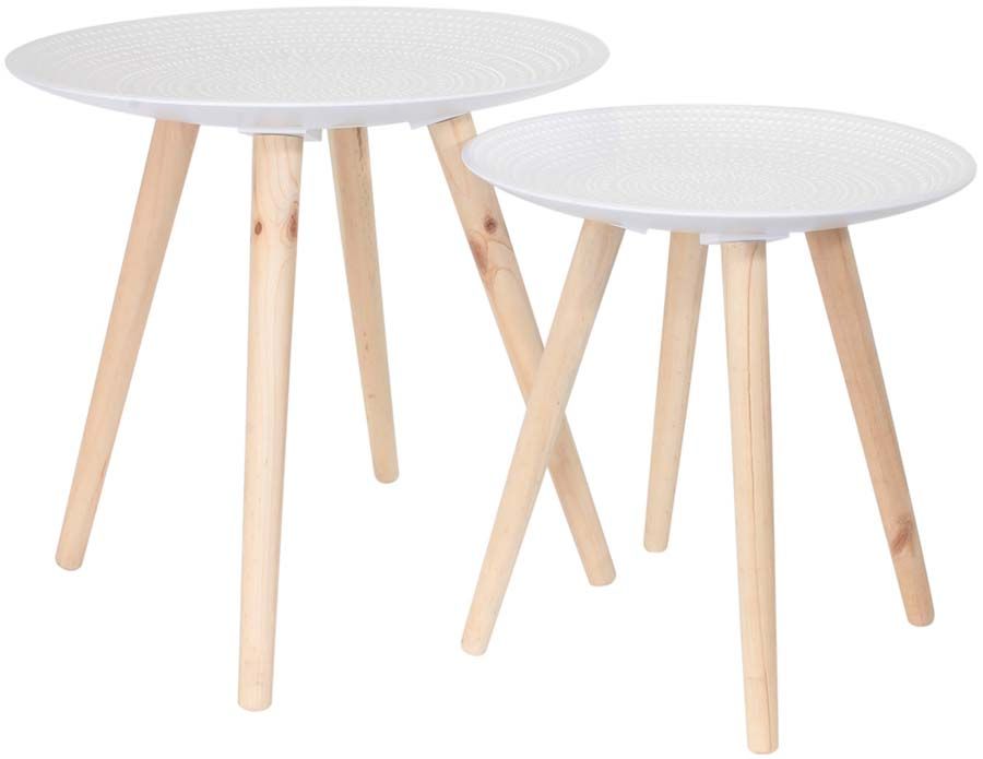 Tables gigognes rondes blanches déco (Lot de 2)