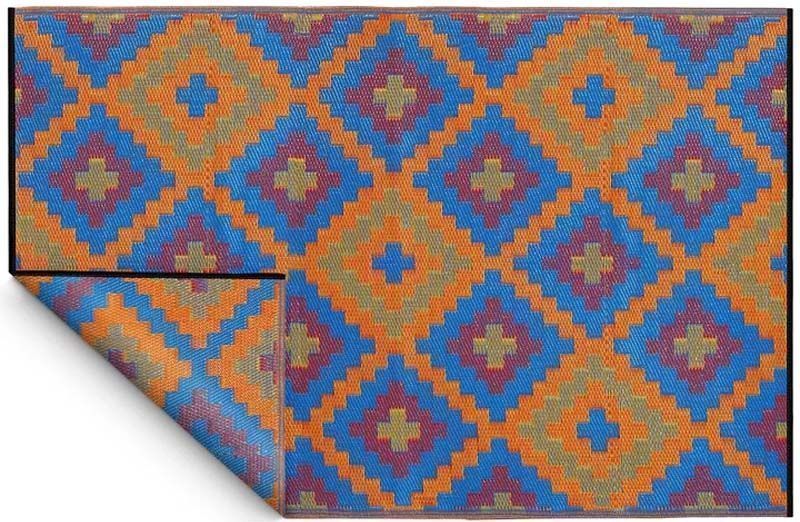 Tapis intérieur extérieur Saman orange et bleu 270 x 180 cm