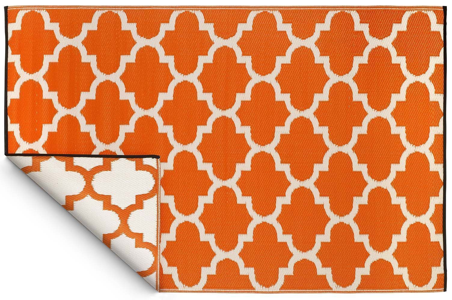 Tapis intérieur extérieur Tangier orange et blanc 270 x 180 cm