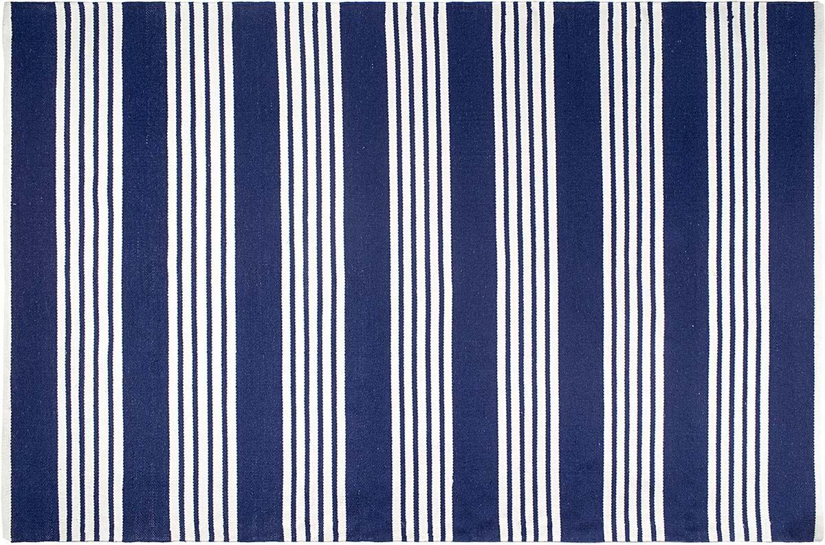 Tapis intérieur extérieur Mariona Stripe bleu et blanc 90 x 60 cm