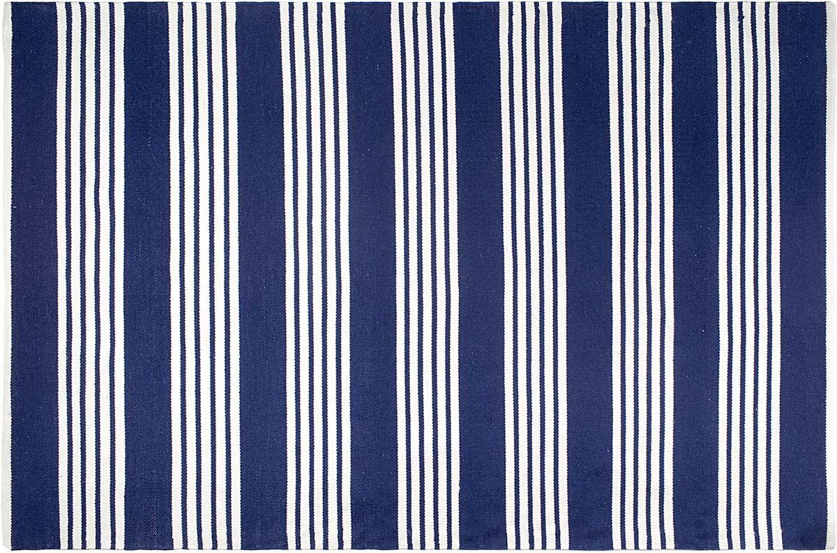 Tapis intérieur extérieur Mariona Stripe bleu et blanc 90 x 60 cm