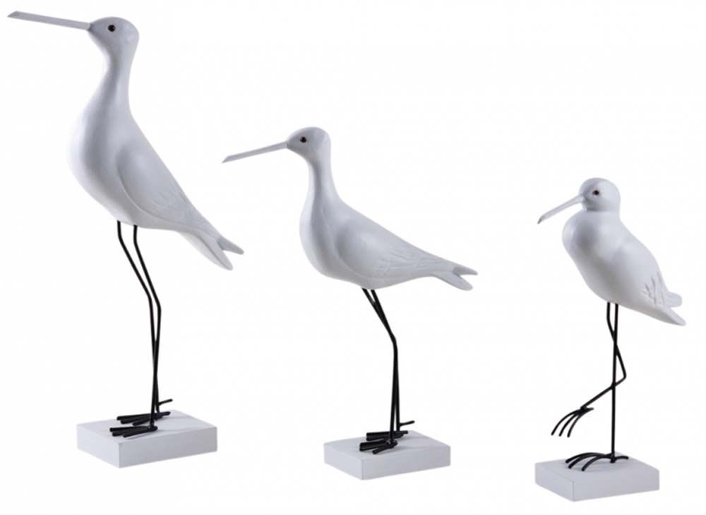Oiseaux de mer en bois sur pieds (Lot de 3)