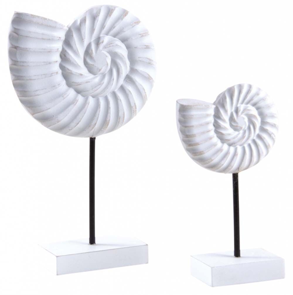 Nautilus en bois blanc sur pieds (Lot de 2)