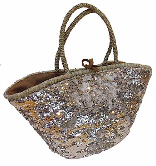 Cabas à paillettes en jonc