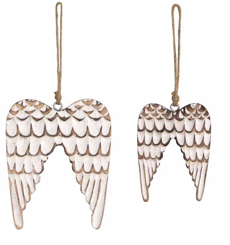 Ailes d'anges en manguier blanchi (Lot de 2)