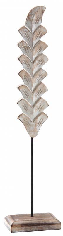 Feuille sur socle en manguier blanchi