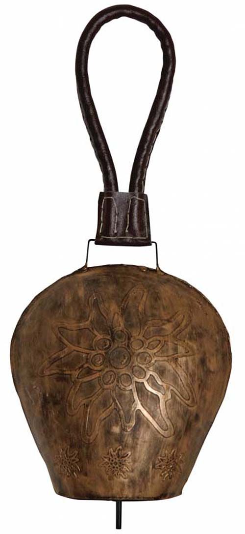 Cloche Edelweiss en métal cuivré 20 cm