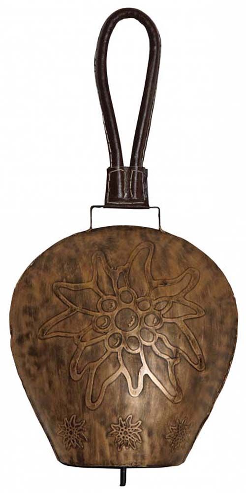 Cloche Edelweiss en métal cuivré 27 cm