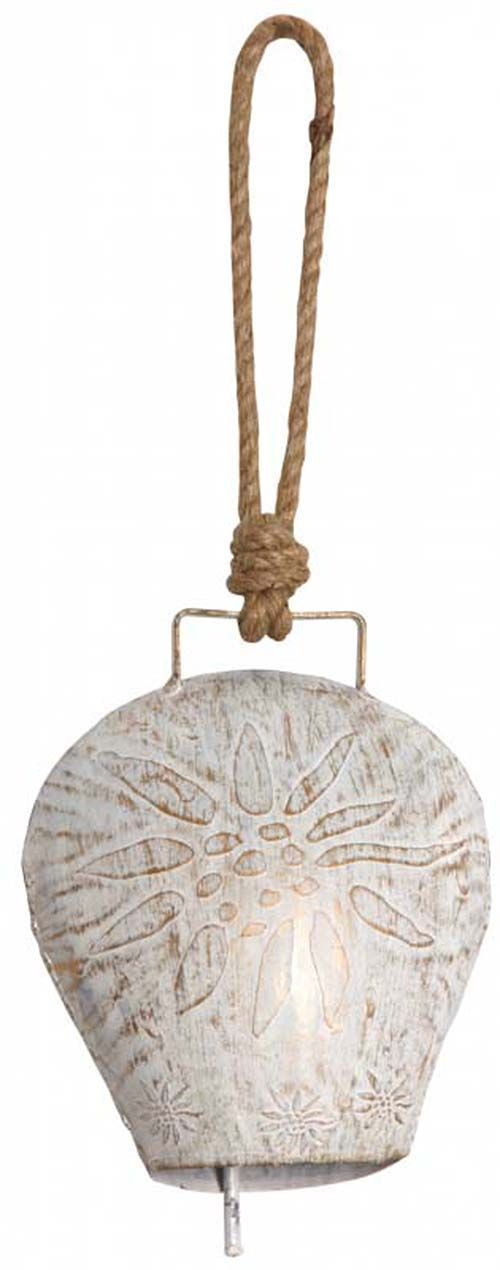 Cloche Edelweiss en métal blanchi 17 cm