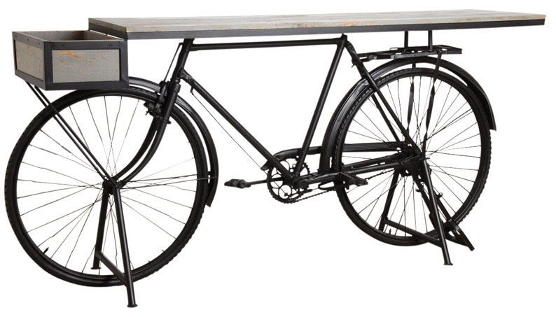 Console vélo avec plateau bois