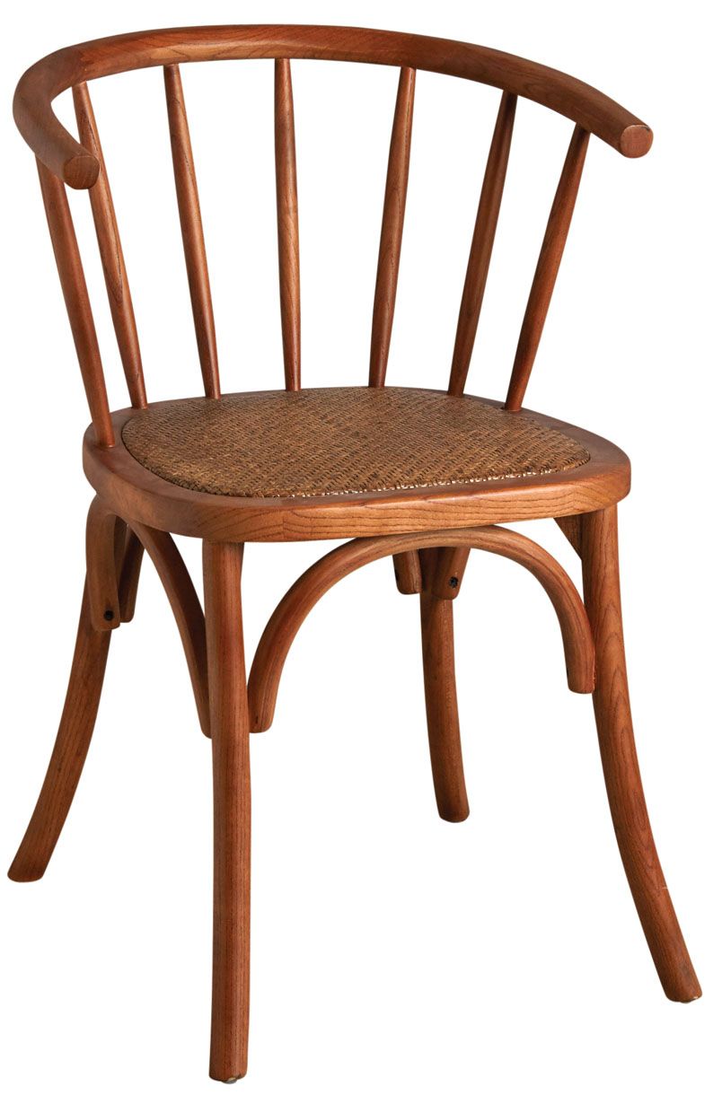 Chaise en hêtre et rotin, avec dossier rond