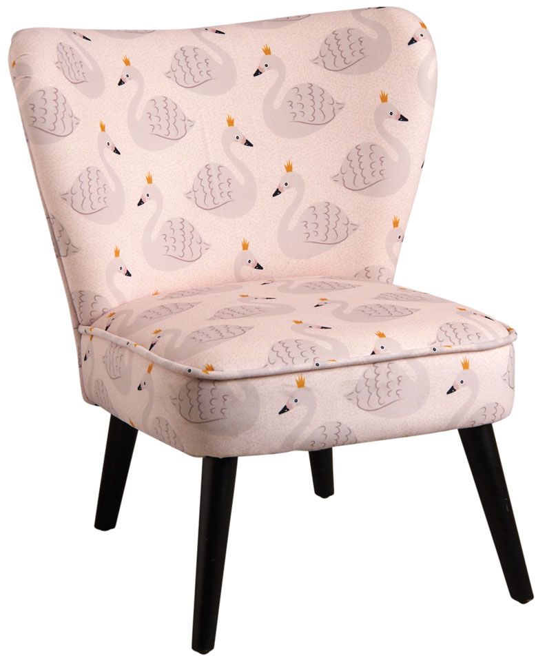 Fauteuil enfant en coton et bois Cygne rose