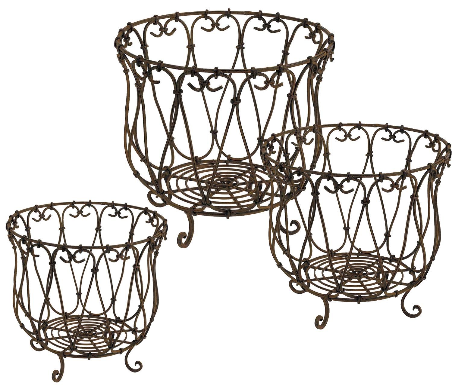 Cache pot en métal finition rouille (Lot de 3)