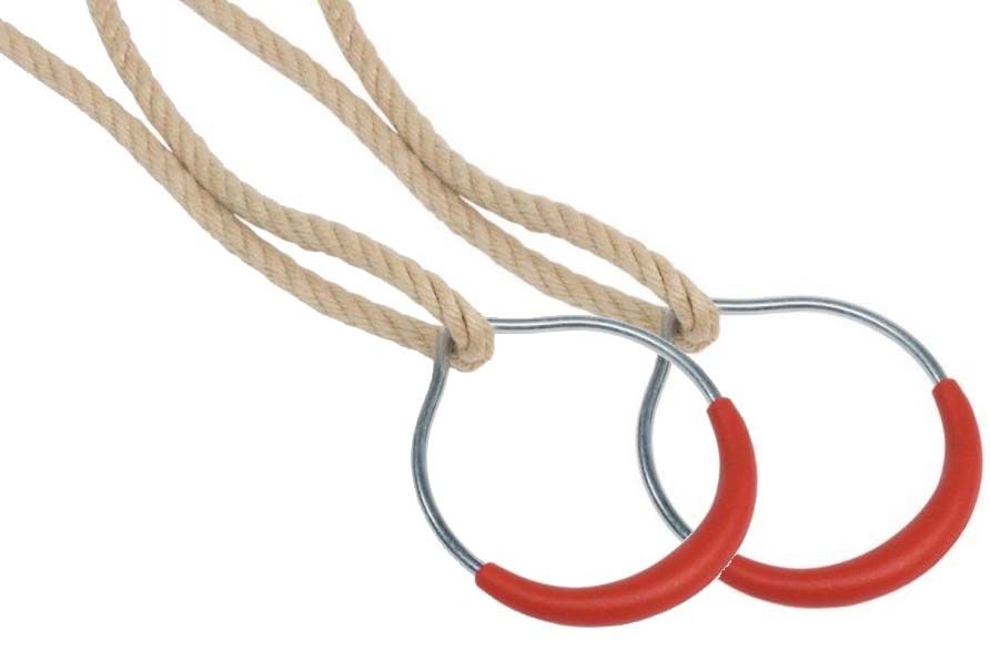 Anneaux de gymnastique en métal avec corde (Lot de 2) Cordes en chanvre synthétique