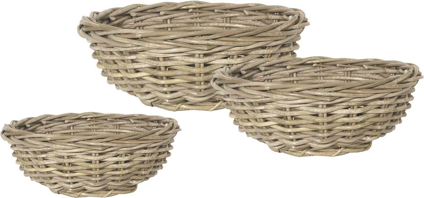 Corbeille ronde en poelet gris (Lot de 3)