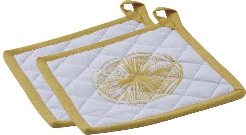 Manique en coton Citron (Lot de 2)