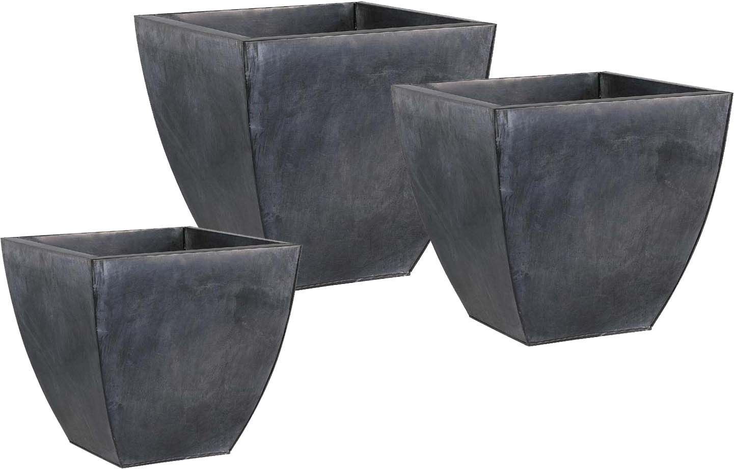 Cache pot en zinc noir (Lot de 3)