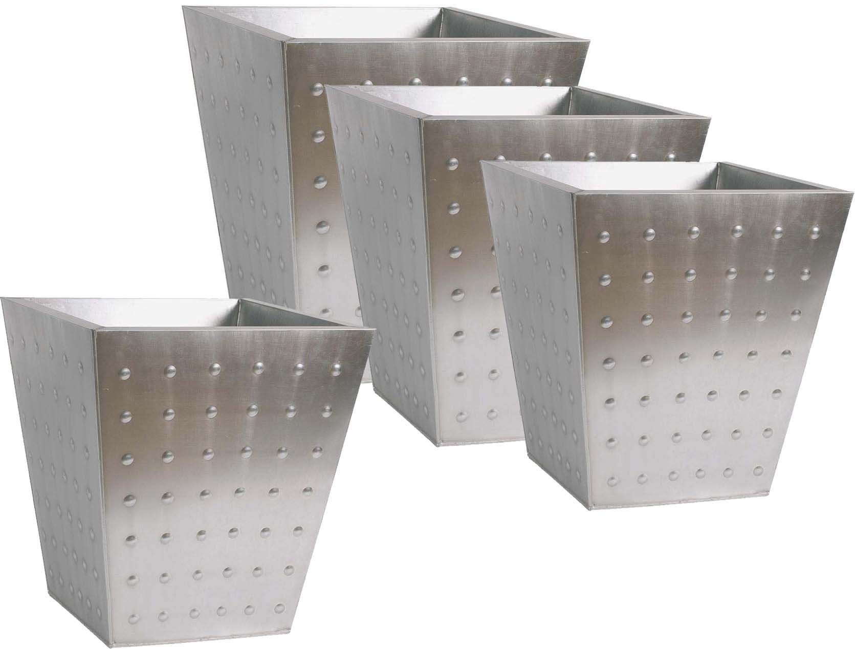 Cache pot capitonné en zinc (Lot de 4)