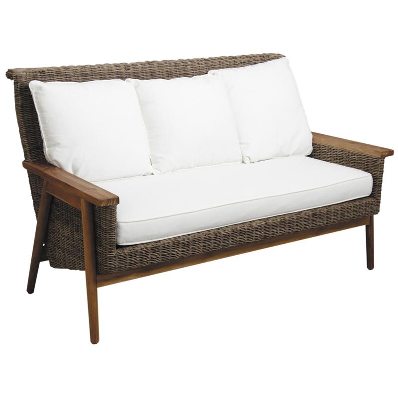 Canapé 3 places en poelet gris et teck