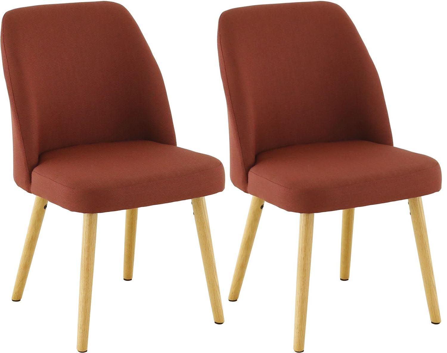 Chaises en tissu et chêne Jenny (Lot de 2) Framboise