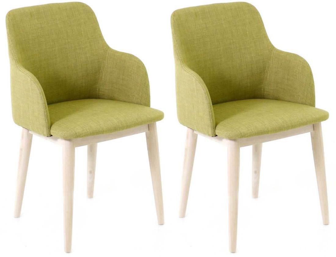 Fauteuil en tissu et hévéa Manie (Lot de 2)