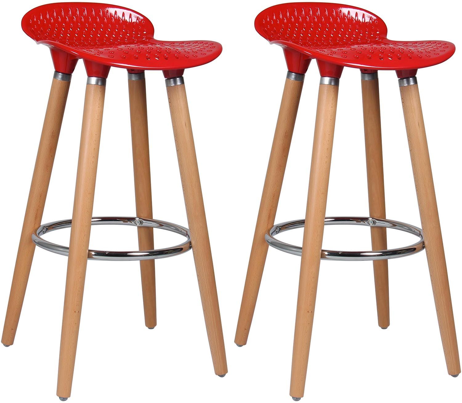 Tabourets de bar pieds en hêtre Lea (Lot de 2)