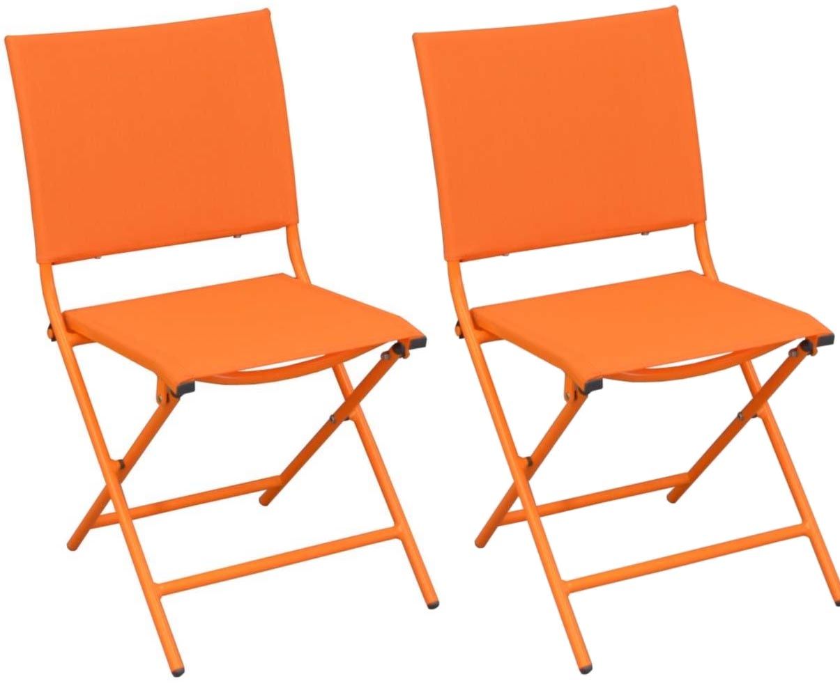 Chaise pliante textilène et acier (Lot de 2)