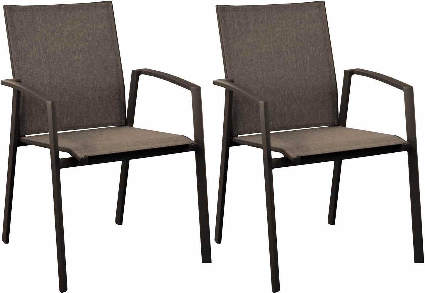 Fauteuils en aluminium Palma (Lot de 2) Café / Taupe