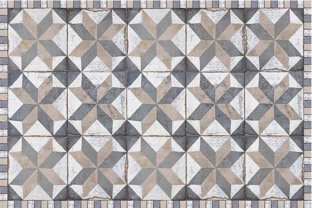 Tapis interieur extérieur en vinyle carreaux de ciment 60 x 90 cm