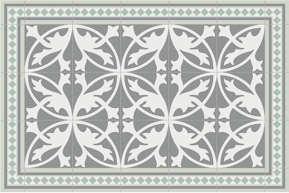 Tapis intérieur extérieur en vinyle carreaux de ciment feuilles 60 x 90 cm